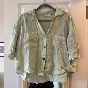 Zara Buttondown Linen Top